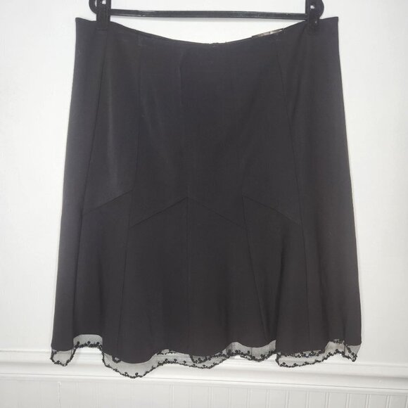 NWT Lane Bryant Black Twirl Skirt Beaded Fringe Hem Midi Skirt Women's 18 - Picture 1 of 12